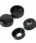 8 Pack Black License Plate Screw Caps For Cars, Trucks, And Vans, Snap On Bolt Covers displayed in close-up view.
