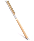 21 Inch Pizza Oven Brush With Scraper Copper Wire Cleaning Brush With Brass Bristles For Pizza Stone And BBQ Grill Outdoor Oven Accessories Durable Rubber Wood Handle