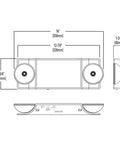 Built Legit Dual Head LED Emergency Light With Multi Voltage And Remote Option For Zero Hassle Snap Fit Install dimensions and features illustration