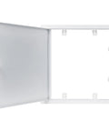 Rock Solid 12 x 12 Inches White Galvanized Steel Access Panel For Drywall open view, showcasing security lock and hinges.