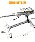 BOVZOR 24V mini reciprocating linear actuator, angled side view with remote controller and suction cups on metal stand