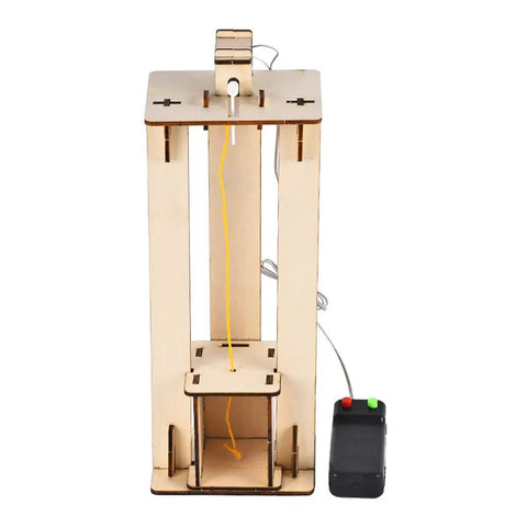 Hands-On DIY Electric Elevator Lift Kit For Kids Science And STEM Learning, Wooden Model For Self Assembly, Fun Educational Engineering Toy That Teaches Lifting, Pulley Systems, And Creative Problem Solving. Wooden STEM elevator kit with remote