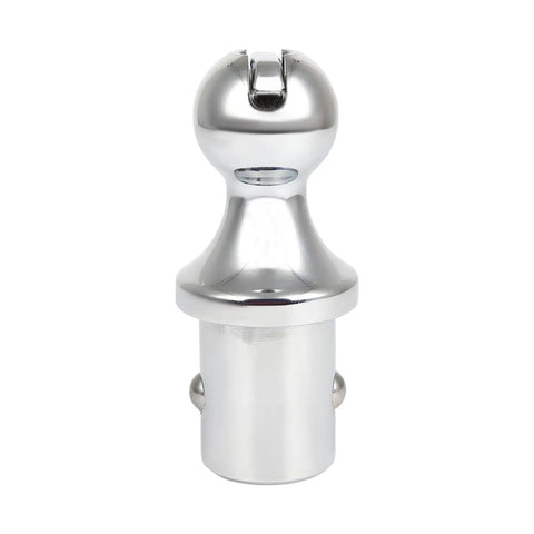 Heavy Duty Trailer Gooseneck Ball With Integrated Safety Chain Kit For Dodge Ram 2500 And 3500 Puck System Towing Setup close-up view of chrome ball and collar