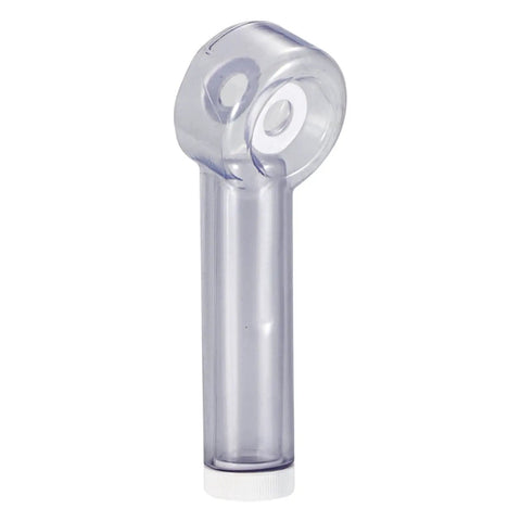 Heavy Duty Drill Dust Catcher Plus Saw Bit Attachment, clear plastic debris extractor with vacuum mount for woodworking.
