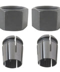 Two Pack Router Collet Replacement Kit One Half Inch Upgraded Beefed Up For Dewalt DW616 DW618 Series And MRC23EVS Models Premium Metal Collets Delivering Maximum Concentricity And Smooth Durable Performance, showing four metal collets.