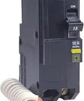 40-Amp GFCI Two-Pole Circuit Breaker with Qwik-Gard Quick-Install Design for 120/240V in black, plug-on mount visible.