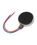 10 Pack Mini Vibration Motors 3V DC 12000 RPM Flat Coin Button Type Micro Vibrating Motors 10mm By 3mm For Mobile Phones Tablets And Home Gadgets And DIY Projects, showing a single motor with wires