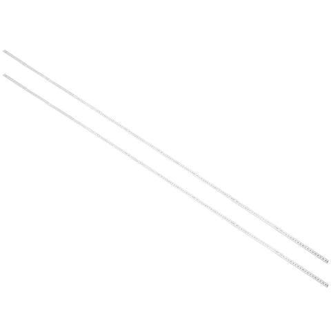 Heavy Duty Folding Carpenter Ruler Pair Offering Two Meter Straight Shooting Layout Measurements Lightweight Compact Abs Measure Stick laid flat for easy storage.