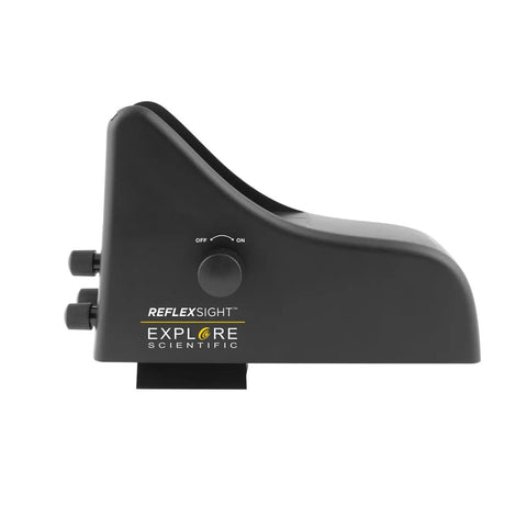 Side view of Reflex Sight For Telescopes With Multi Dot Reticle For Vixen Style Dovetail Base, featuring adjustable knobs