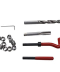 15 Piece Thread Repair Kit With Stainless Steel Inserts M12x1.5x16.3mm In A Handy Storage Case 3 Length Options For Restoring Damaged Internal Threads On Auto Motorcycle And Machinery. thread repair tools, drill, tap, insert wrench, and stainless inserts