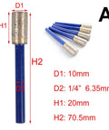 Five-Piece Sintered Diamond Burr Set With One Quarter Inch Shank For Granite Marble Quartz Engineered Stone Shape A shown