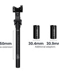 Suspension Seatpost 27.2mm With Dust Sleeve for Road, Mountain and E-Bikes, 250mm extension, adaptors 30.4mm and 30.9mm displayed
