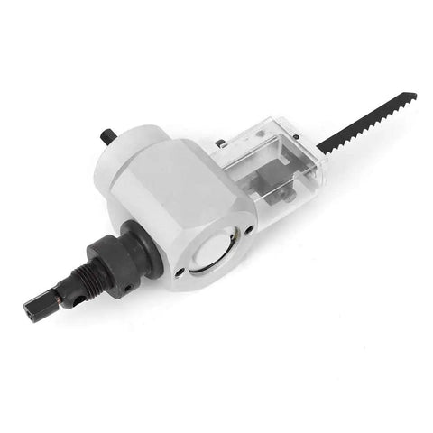 Saluaqui Double Metal Cutter Nibbler Drill Bit Attachment for Precision Sheet Metal Cutting with wrench, showing metal build.