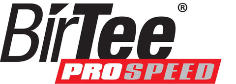 Pro Speed Indoor Golf Tees Eight Pack With Enhanced Durability logo featuring BirTee and Pro Speed branding in black and red