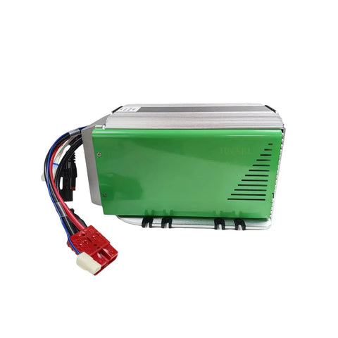 Premium 48 Volt Heavy Duty Battery Charger Replacement For Industrial Boom And Scissor Lifts Plug In Ready Setup Slick Fast Charge Rate Straight Up Durable Green Housing Total No Fluff Performance