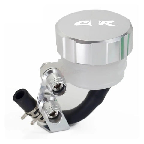 Motorcycle Brake Fluid Reservoir Cover For CBR900RR 929RR 954RR And CBR 900RR 929 954 RR Ride Ready Front Brake Fluid Tank Cap Plus Rear Brake Master Cylinder Oil Reservoir Cap Replacement Kit, silver metal cap with black hose
