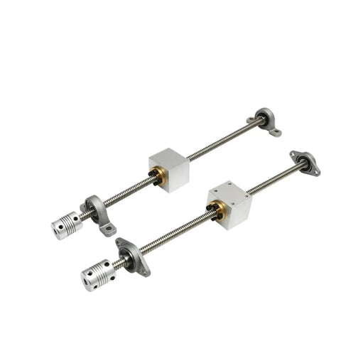 Top Notch T8 Lead Screw Rod Kit For 3D Printers And CNC Gear, 2mm Pitch With 8mm Diameter Available In Sizes Ranging From 4 Inches To 40 Long Inches For Precision Motion Control Setup, T8 lead screw kit with couplers and pillow block bearings