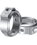 Close-up of 50 Pack 1 Inch PEX Cinch Clamps 304 Stainless Steel Crimp Rings Pinch Clamps For PEX Tubing Fittings Salt Resistant Anti Rust