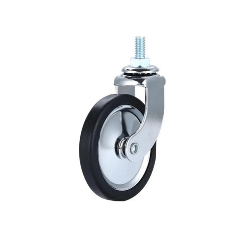 4 Pack 3 Inch Lead Screw Chrome Plated Braked Dining Wheel PP Caster Trolley Silent Furniture Stem Casters Universal Heavy Duty Smooth Rolling Home Office Cart