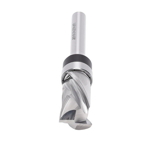 GOTOTOP Spiral Flush Trim Router Bit For Woodworking Pros With 1/2 Inch Shank featuring a tungsten carbide tip and spiral design for smooth edging.