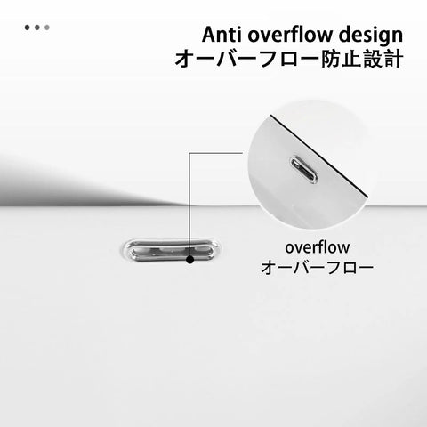 USZWBY Bathroom Vessel Sink Ceramic Washbasin Semi Recessed Bathroom Sink showing anti-overflow design detail and chrome finish.