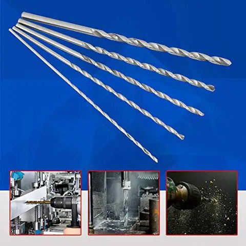 Five Piece Extra Long High Speed Steel Drill Bit Set With Long Shank For Wood Plastic Aluminum And Composite Materials HSS Twist Drill Bits
