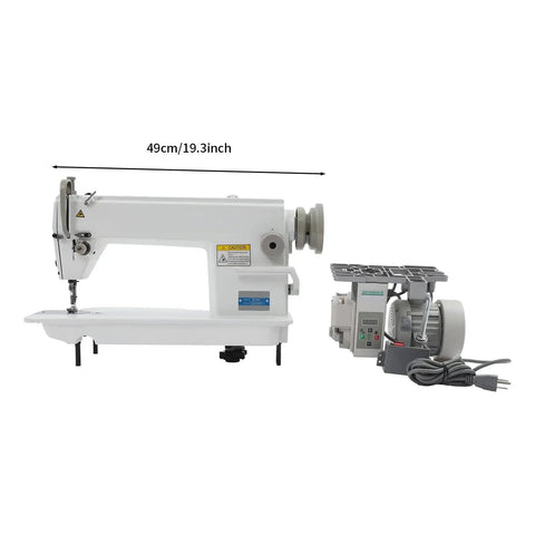 Side view of 6500RPM industrial sewing machine with 550W pure copper motor, foot pedal included, for leather upholstery work