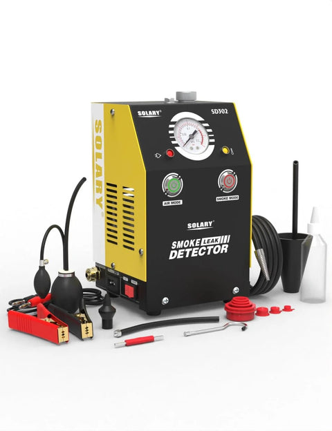 Solary smoke leak detector for cars, 12V DC unit with gauge, hoses and accessories