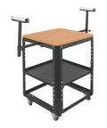 Built Tough Rolling Planer Stand With 550 Lb Capacity Height Adjustable Tool Cart with wooden top and adjustable side rollers.