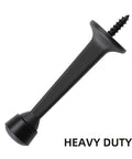 Super Sturdy Three Inch Heavy Duty Door Stops In A Spiffy Twelve Pack featuring a black zinc alloy door stop with screw.