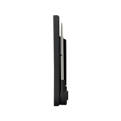 Side view of Instant Read Digital Meat Thermometer For Grilling And Tailgating, Ultra Fast Readouts, Highly Accurate Probe, Black.