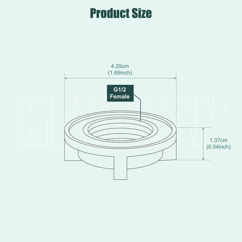Heavy Duty Four Pack Faucet Lock Nuts For Under Sink Plumbing And Fixture Setup One Half Inch Female Thread Coupling size diagram with dimensions.