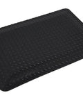 Built Tough Dielectric Anti Fatigue Mat With Diamond Plate Texture Four By Eight Feet Five Eighths Inch Thick close-up view of black rubber flooring