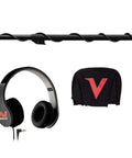 Minelab Vanquish 440 metal detector with a 10x7 Double-D waterproof coil, wired headphones, carrying bag, and 4 AA batteries
