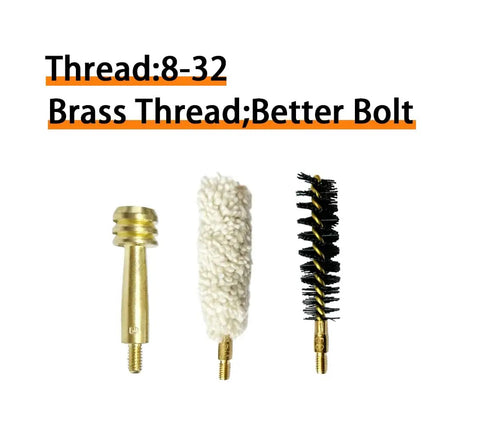 50 Cal Bore Mop Kit With Nylon Bore Brush And Brass Jag, 8-32 Brass Thread, Round Head, Safe For Your Rifle Bore, Gun Cleaning Set