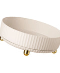 360 Degree Rotating Storage Turntable For Kitchen Cabinets And Dressing Table Space Saving Lazy Susan Organizer, cream white