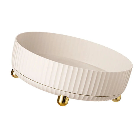 Cream white 360 Degree Rotating Storage Turntable For Kitchen Cabinets And Dressing Table Space Saving Lazy Susan Organizer on gold legs