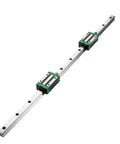 Beefed Up Heavy Duty Linear Guide Rail Kit RM1605 Ball Screw With 1000mm Or 1500mm Length Includes BK12 And BF12 End Supports Smooth Precision Motion For DIY Routers Lathes And Mills Ideal CNC Transmission System. Linear rail kit with two green carriages on a long metal guide