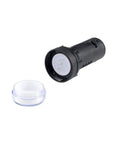 Red Green Dual Color Indicator Light 24 Volt Dual Power, 22mm Panel Mount, High Brightness LED shown with black housing and panel lock nut.