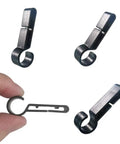 Hard Hat Headlamp Clips for Easy Mounting on Narrow Edged Helmets, durable clips shown in close-up, black plastic, 10 pack