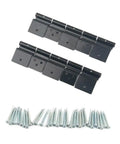 Rock Solid Aluminum RV Door Hinges Complete Replacement Kit For Fifth Wheels And Motorhomes including black aluminum hinges and fasteners.