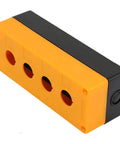 Beefy Four Hole 22mm Push Button Switch Control Box With ABS Industrial Enclosure, flame retardant yellow housing, side view