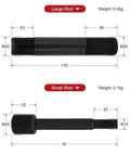 Dimensions of rods from Pro-Grade 10 Ton Hydraulic Hole Punch Cutter Kit For Electric Conduit And Sheet Metal, with weights indicated.