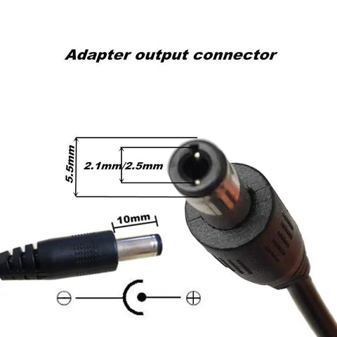 48W 12V 4A AC To DC Wall Adapter With 5.5mm x 2.1mm Female Plug, Adapter Output Connector, Close-up View