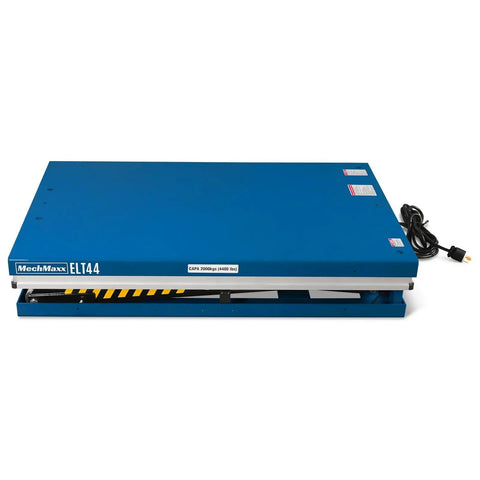 Heavy Duty Wireless Hydraulic Lift Table With 4400 Lbs Capacity, 51 Inch Platform Size, blue metal surface.