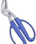 Heavy-Duty Cardboard Scissors With Angled Blade 8.5 Inch Japanese Stainless Steel Snips For Cardboard Boxes Packing DIY Crafts And Industrial Use Blue Beast Mode, blue handled angled-blade snips