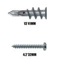 100 Pcs Zinc Alloy Drywall Anchors Kit With Self-Drilling Screws For Quick Wall Mounts On Plasterboard, Rust-Resistant Yellow Zinc Finish, No Pre-Drill Needed, Heavy-Duty Fasteners For Shelves And TVs, 13x41mm anchor and 4.2x32mm screw