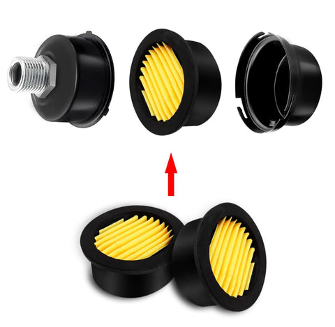 4 Pack Air Compressor Intake Filter Elements For Generators And Blowers, Heavy Duty Paper Filters, black housing, yellow pleats
