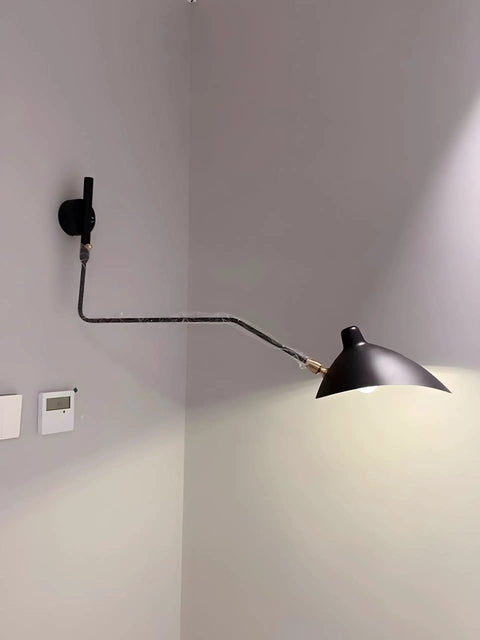 Mid-Century Black Wall Lamp With Industrial Swing Arm Dope Adjustable Wall Mount Lighting for Kitchen and Living Room