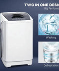 Fully Automatic Portable Washing Machine And Spin Dryer Combo With 14 Lbs Capacity showing two-in-one design for washing and dehydration.